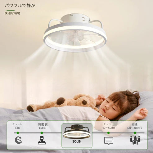 調光LEDライト付きシーリングファン – 快適さと洗練さを自在にコントロール!